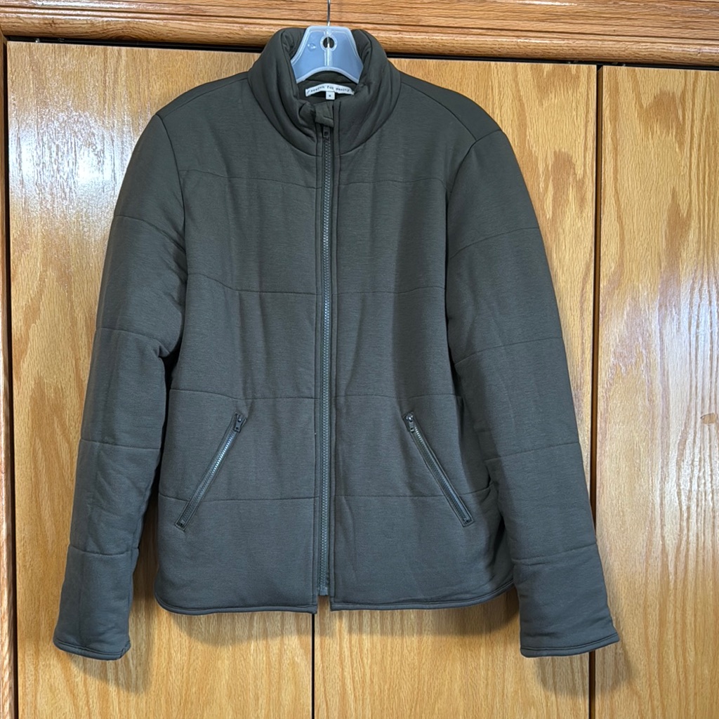 Olive Green Knit Puffer Jacket